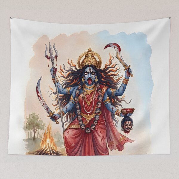 Item preview, Maa Kali Trishul Watercolor Art designed and sold by hutofdesigns.