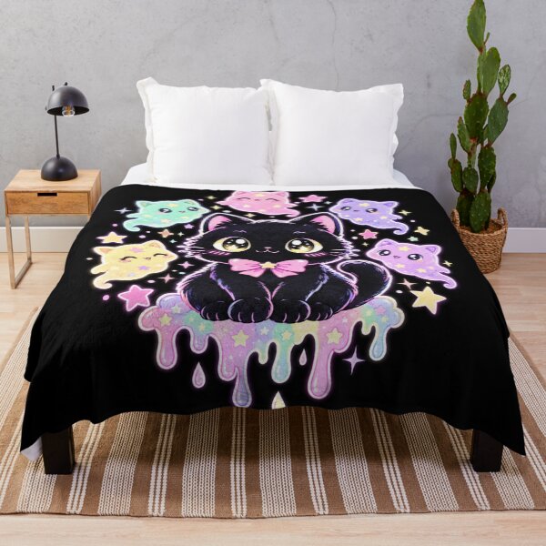 Item preview, Kawaii Black Cat Pastel Ghost Cats Glow Graphic Soft Grunge Cute designed and sold by Yellowriversss.