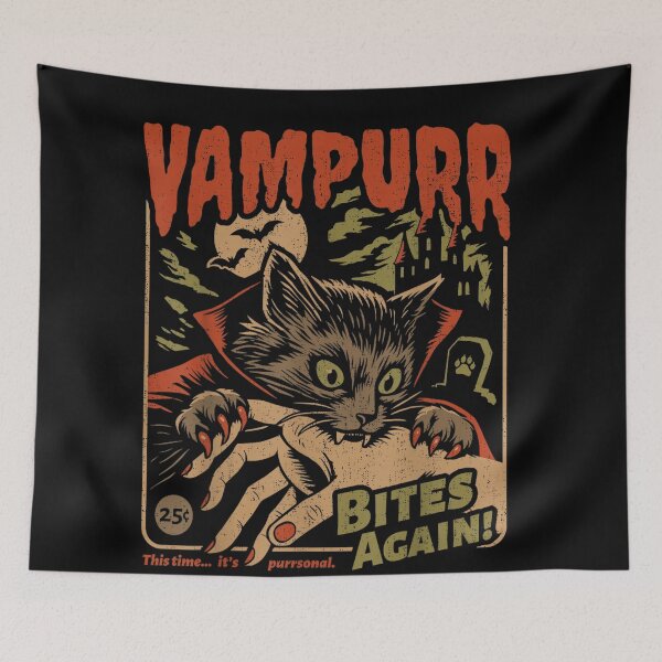 Item preview, Vampurr Bites Again! Funny Cat Halloween Vintage Graphic designed and sold by Capisedo.