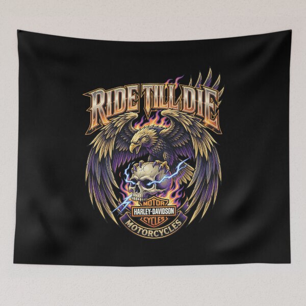 Item preview, Ride Till Die Eagle Skull Flames Harley designed and sold by LetitiaSkiles.