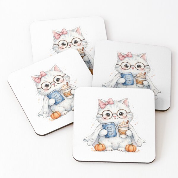 Item preview, Just One More Boo - Cute White Cat Halloween Ghost Costume Sticker designed and sold by     Fatma Creates.