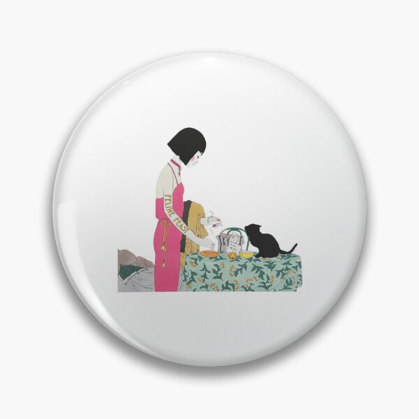 Item preview, Elegant Woman Tea Time With Black Cat Illustration designed and sold by LetitiaSkiles.
