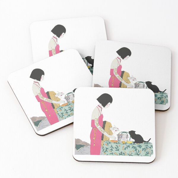 Item preview, Elegant Woman Tea Time With Black Cat Illustration designed and sold by LetitiaSkiles.