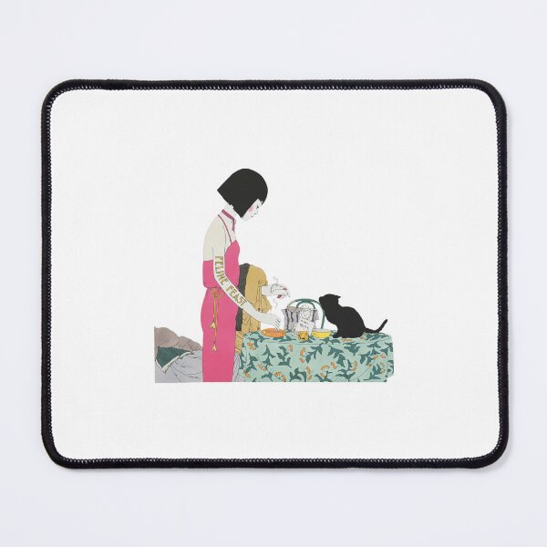 Item preview, Elegant Woman Tea Time With Black Cat Illustration designed and sold by LetitiaSkiles.