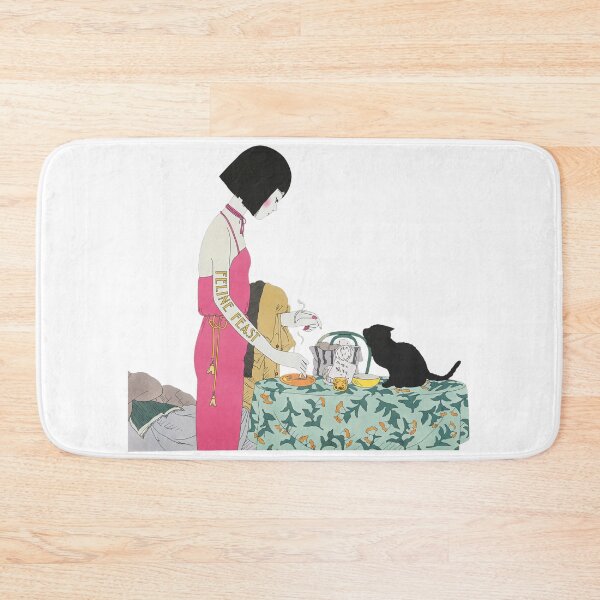 Item preview, Elegant Woman Tea Time With Black Cat Illustration designed and sold by LetitiaSkiles.