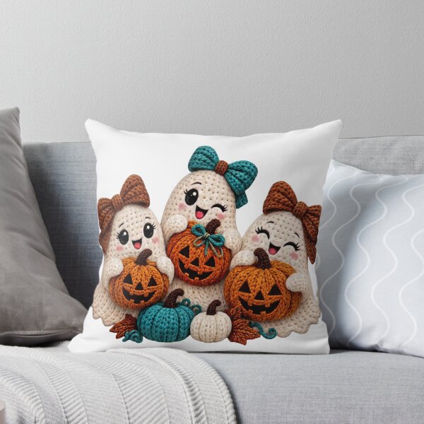 Item preview, Cute crochet halloween ghosts with pumpkins designed and sold by Designova10.
