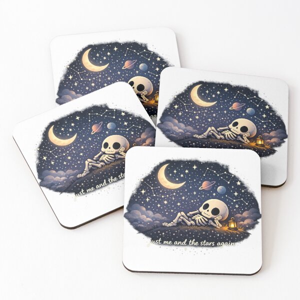 Item preview, Just Me and the Stars Again Cute Skeleton Celestial Night Sky Art Design designed and sold by inkoutninja.