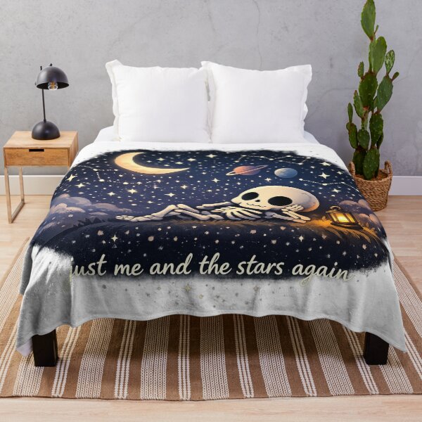 Item preview, Just Me and the Stars Again Cute Skeleton Celestial Night Sky Art Design designed and sold by inkoutninja.