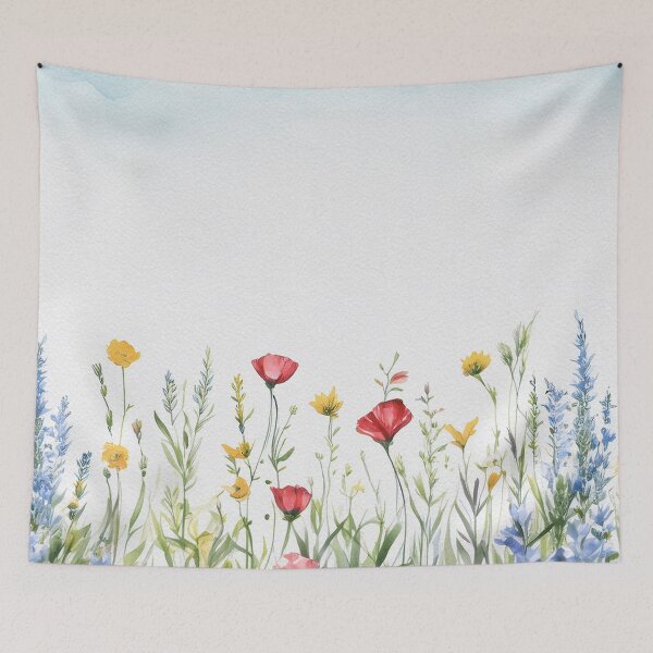 Item preview, Watercolor Wildflower Pastel Meadow Over a Soft Sky #13 designed and sold by DuckyRubin.