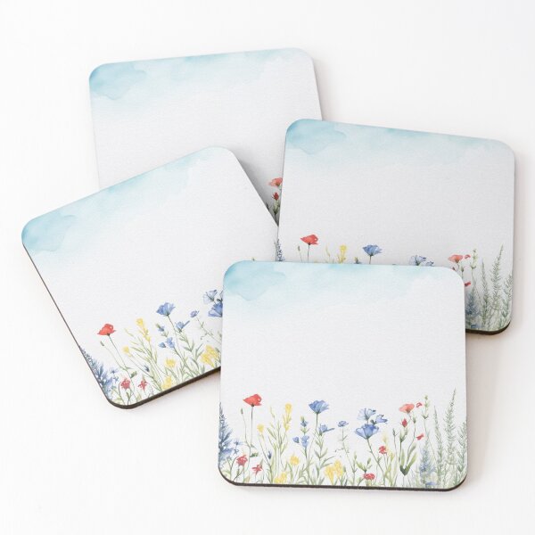 Item preview, Watercolor Wildflower Pastel Meadow Over a Soft Sky #14 designed and sold by DuckyRubin.