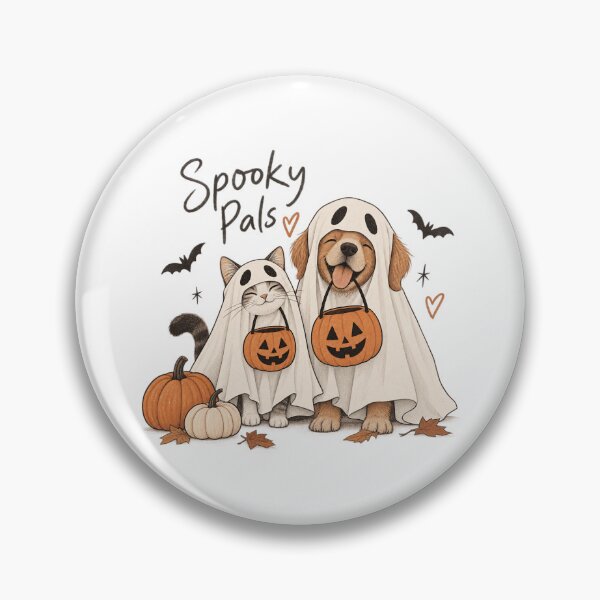 Item preview, Spooky Pals Cat & Dog Ghosts – Cute Halloween Pet Design designed and sold by 1DreamerShop.