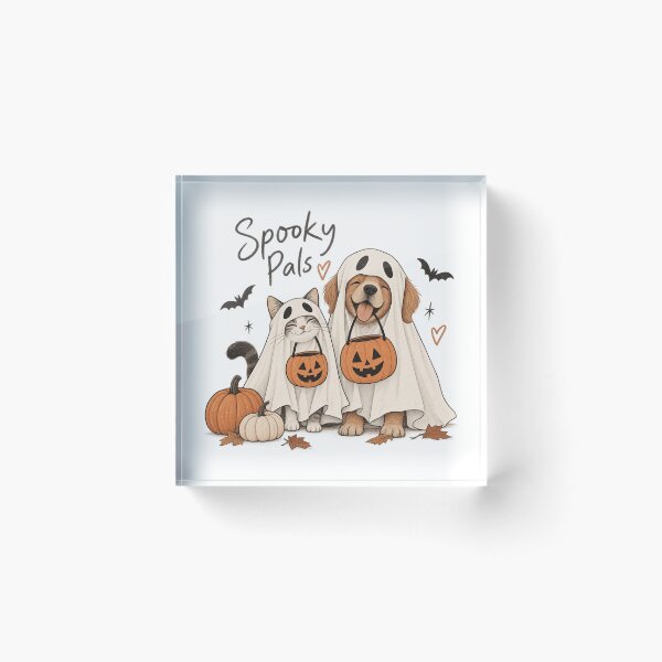 Item preview, Spooky Pals Cat & Dog Ghosts – Cute Halloween Pet Design designed and sold by 1DreamerShop.