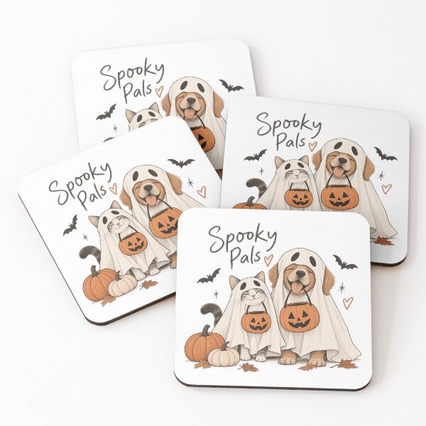 Item preview, Spooky Pals Cat & Dog Ghosts – Cute Halloween Pet Design designed and sold by 1DreamerShop.