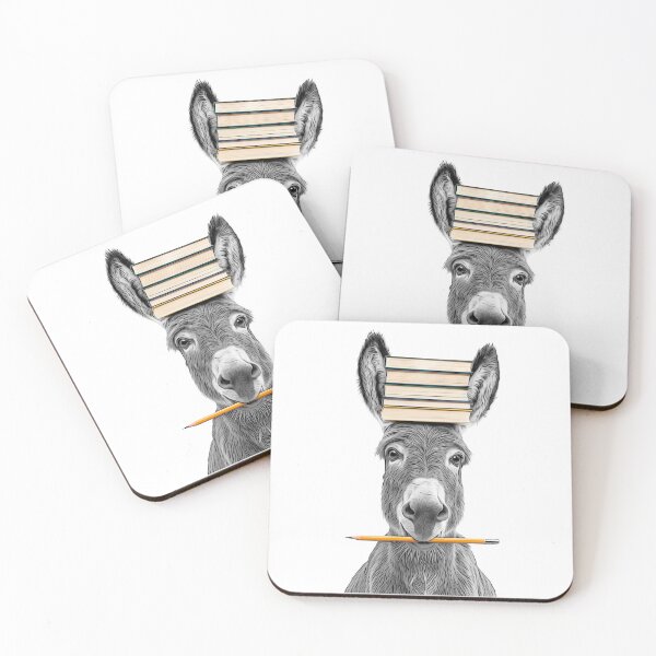 Item preview, Cute Donkey with Books and Pencil Scholarly Illustration designed and sold by PLisasPets.