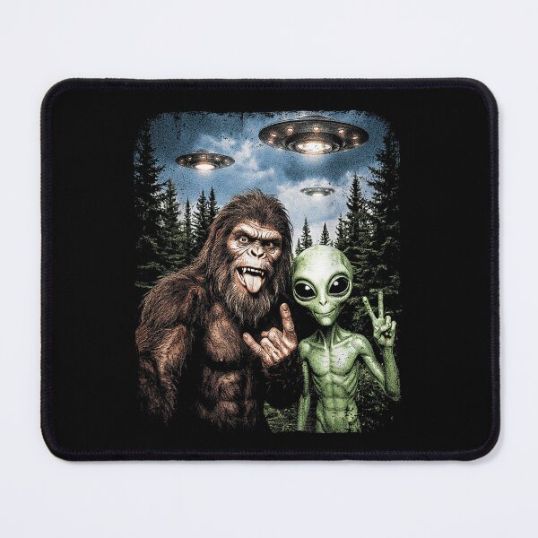 Item preview, Bigfoot Alien Selfie Rock On Peace Sign Funny UFO Sasquatch designed and sold by Capisedo.