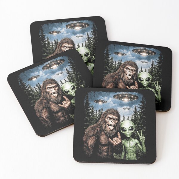 Item preview, Bigfoot Alien Selfie Rock On Peace Sign Funny UFO Sasquatch designed and sold by Capisedo.