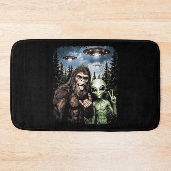Item preview, Bigfoot Alien Selfie Rock On Peace Sign Funny UFO Sasquatch designed and sold by Capisedo.