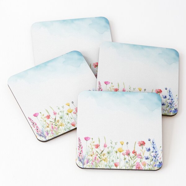 Item preview, Watercolor Wildflower Pastel Meadow Over a Soft Sky #17 designed and sold by DuckyRubin.