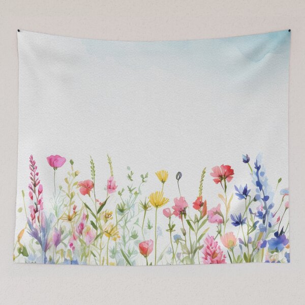 Item preview, Watercolor Wildflower Pastel Meadow Over a Soft Sky #17 designed and sold by DuckyRubin.
