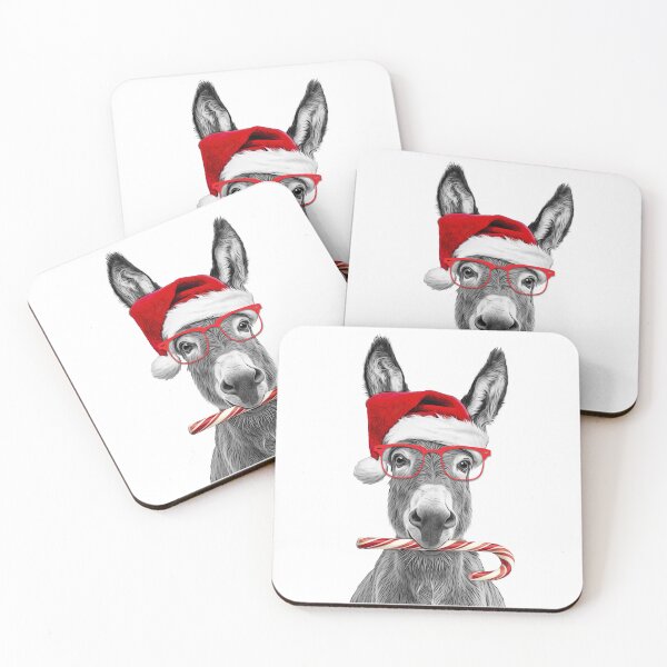 Item preview, Christmas Donkey in Red Santa Hat and Candy Cane designed and sold by PLisasPets.
