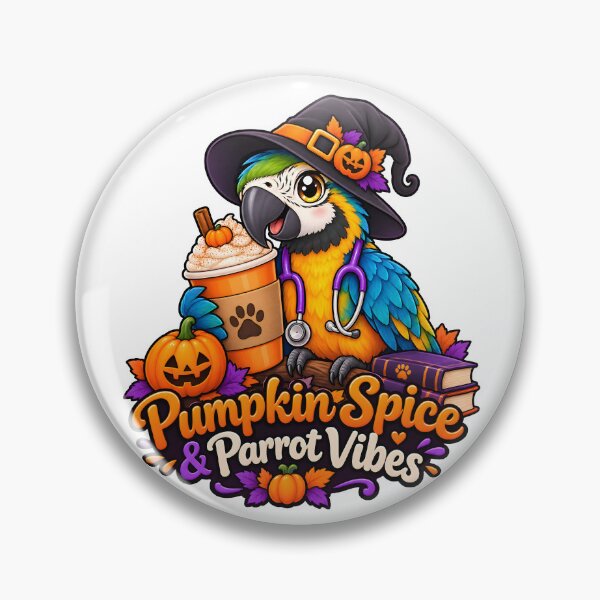 Item preview, Pumpkin Spice & Parrot Vibes – Cute Halloween Avian Vet Design designed and sold by Bettybee00.