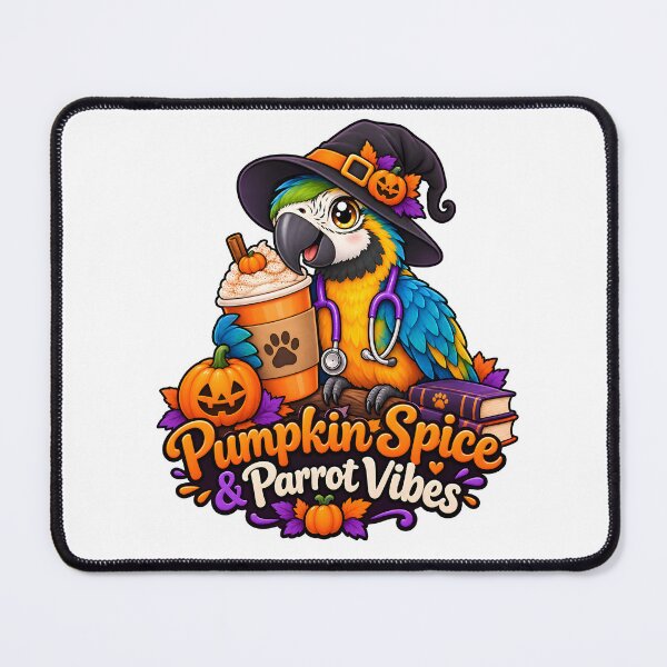 Item preview, Pumpkin Spice & Parrot Vibes – Cute Halloween Avian Vet Design designed and sold by Bettybee00.