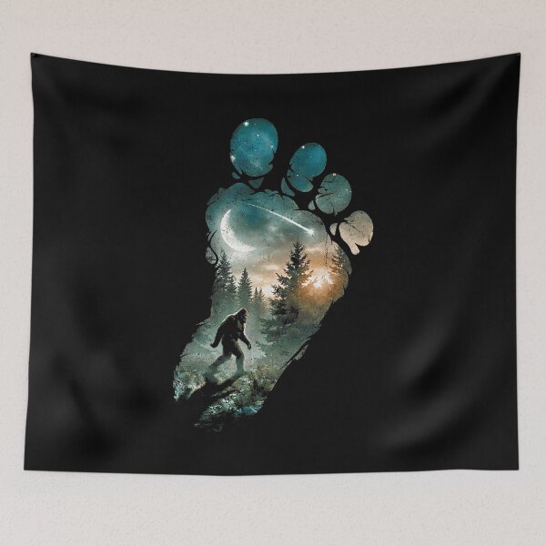 Item preview, Bigfoot Footprint Moon Light Mountain Trees Forest Sasquatch designed and sold by Capisedo.