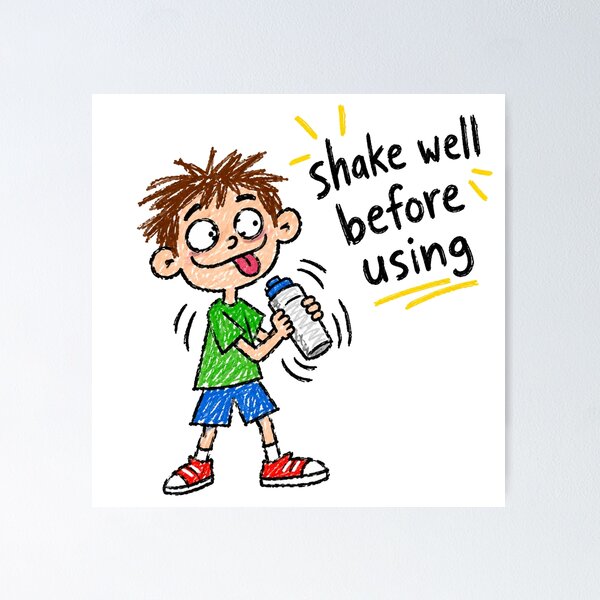 Item preview, Shake Well Before Using - Funny Crayon Illustration Art Print designed and sold by BLUESKY11a.
