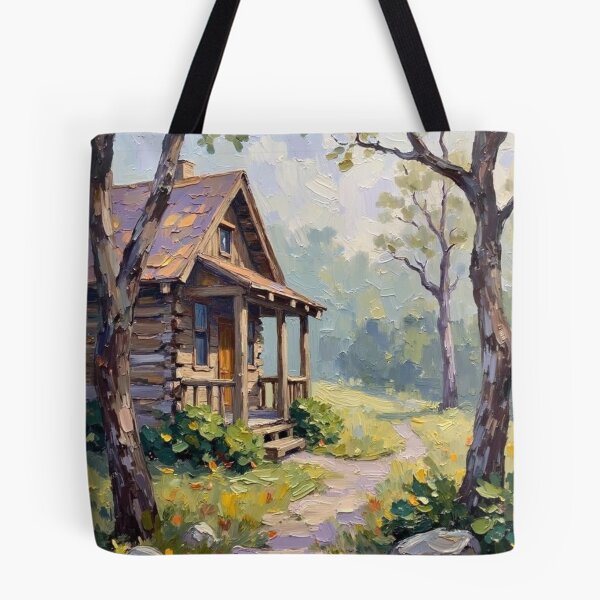 Item preview, Misty Morning Cabin - Oil Painting designed and sold by nhk999.