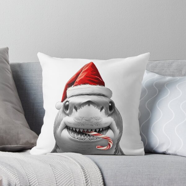 Item preview, Smiling Christmas Shark in Red Santa Hat and Candy Cane designed and sold by PLisasPets.