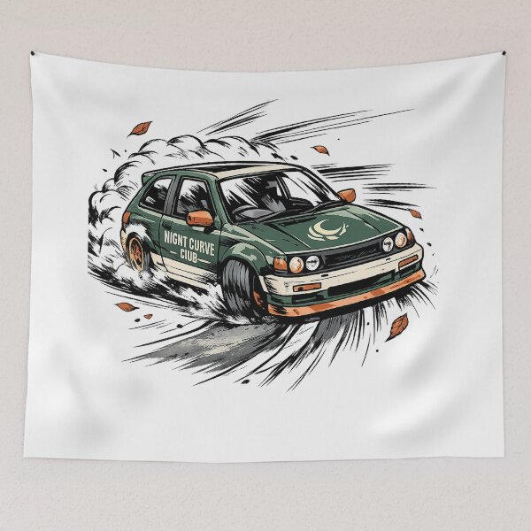 Item preview, Night Curve Club Retro Drift Car Style Street Racing Art Design designed and sold by inkoutninja.