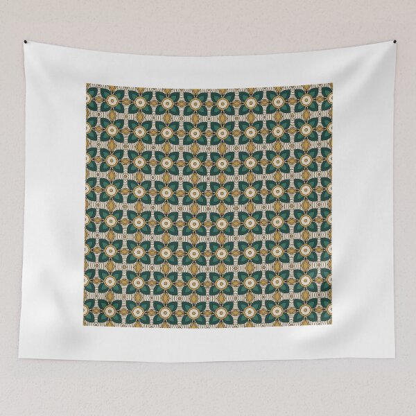 Item preview, Emerald Green Botanical Geometric Pattern designed and sold by scholenhellenaa.