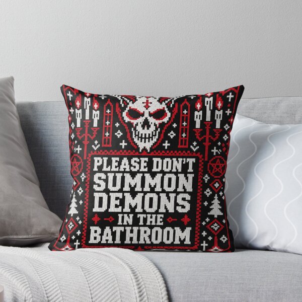 Item preview, Please Don't Summon Demons in the Bathroom Christmas Sweater designed and sold by Gabriela Mihai.