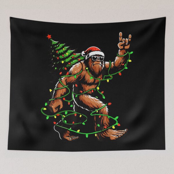 Item preview, Santa Bigfoot Christmas Tree Xmas Lights Funny Sasquatch designed and sold by WilliaMaler.