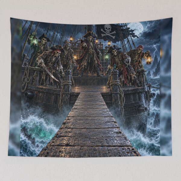 Item preview, Tripulación esquelética de un barco pirata embrujado – Barco fantasma gótico de Halloween designed and sold by TXLou.