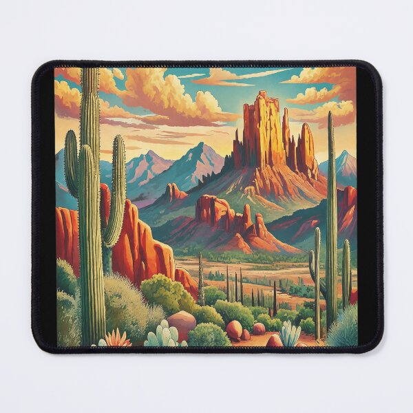 Item preview, Retro Arizona Desert Landscape Vintage Travel Art designed and sold by SusieYost.