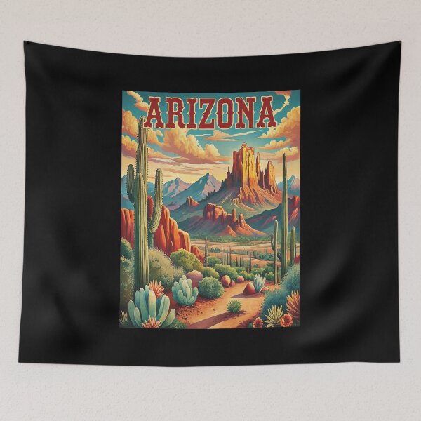 Item preview, Retro Arizona Desert Landscape Vintage Travel Art designed and sold by SusieYost.