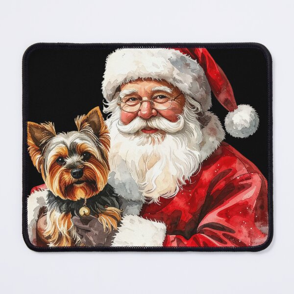 Item preview, Santa Claus and Yorkshire Terrier Watercolor designed and sold by Litely.