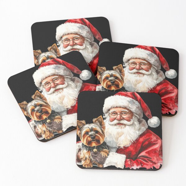 Item preview, Santa Claus and Yorkshire Terrier Watercolor designed and sold by Litely.
