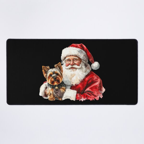 Item preview, Santa Claus and Yorkshire Terrier Watercolor designed and sold by Litely.