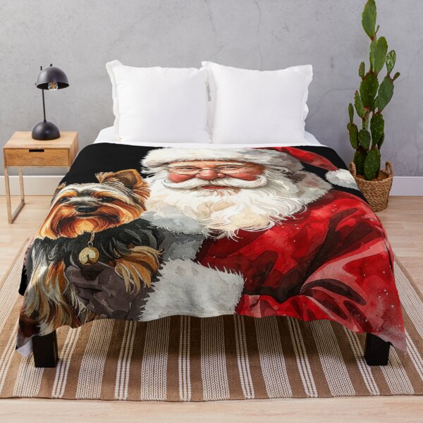 Item preview, Santa Claus and Yorkshire Terrier Watercolor designed and sold by Litely.