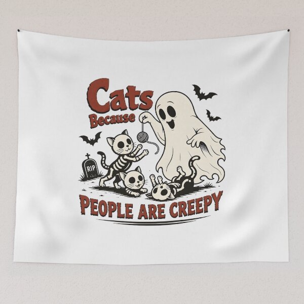 Item preview, Cats Because People Are Creepy Ghost Skeleton designed and sold by SoyLamderma.