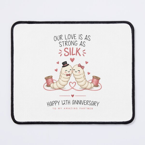 Item preview, 12th Anniversary Card | Funny Silk Anniversary Card | Cute Silkworm Couple designed and sold by Aesthetic-Avenue.