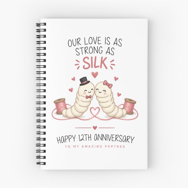Item preview, 12th Anniversary Card | Funny Silk Anniversary Card | Cute Silkworm Couple designed and sold by Aesthetic-Avenue.