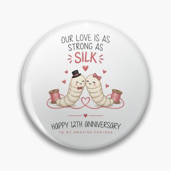 Item preview, 12th Anniversary Card | Funny Silk Anniversary Card | Cute Silkworm Couple designed and sold by Aesthetic-Avenue.