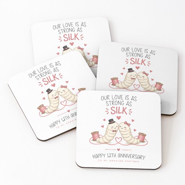 Item preview, 12th Anniversary Card | Funny Silk Anniversary Card | Cute Silkworm Couple designed and sold by Aesthetic-Avenue.