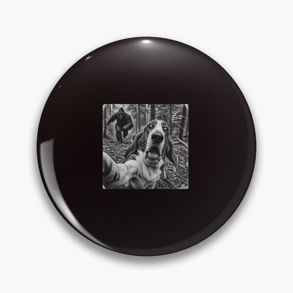 Item preview, Basset Hound Selfie Running From Bigfoot Forest Humor designed and sold by ImeldaSparks.