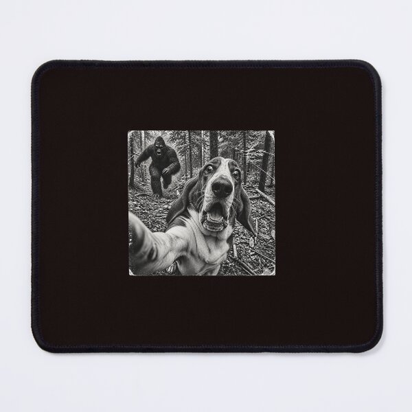 Item preview, Basset Hound Selfie Running From Bigfoot Forest Humor designed and sold by ImeldaSparks.