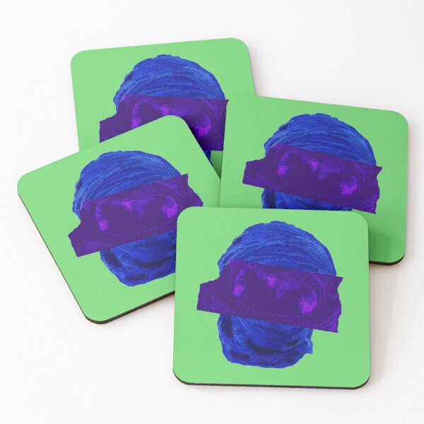 Item preview, Blue Mask Halftone Glitch Portrait Graphic designed and sold by GlitchGridArt.