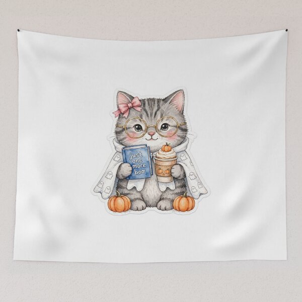 Item preview, Just One More Boo - Cute Gray Tabby Cat Halloween Ghost Costume designed and sold by     Fatma Creates.